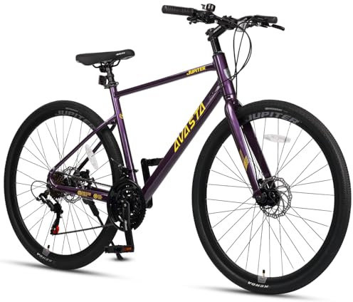 AVASTA Rennrad für Erwachsene, 700C-Räder,21-Gang-Schaltung, Fahrrad mit Starrgabel und Doppelscheibenbremse für Männer und Frauen, 44 cm, Lila