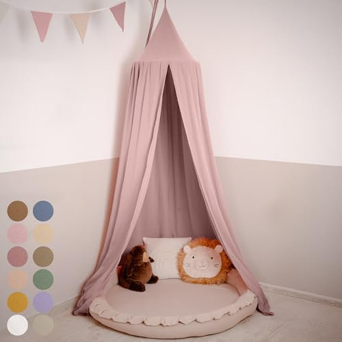 lilimaus Baldachin Kinderzimmer [in 12 Farben] - Betthimmel aus 100% Baumwolle Musselin Handmade für Mädchen & Jungen - Babybett Himmel als Babyzimmer Deko - Vorhang für Kinderbett, Kuschelecke