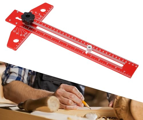 Aluminum Alloy Sliding T-Square,4-in-1 Woodworking Ruler,Drilling Positioning Ruler,Precision Angle Adjustment Scriber Marking Line Drawing Aid,Marking Gauge Tools for Woodworking Scribe Drawing