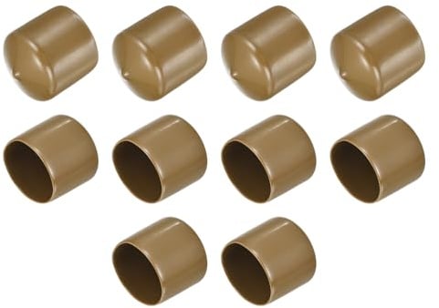 QUARKZMAN 10 Stück Gummikappen, 35mm Rohrstopfen Endkappe Rund Schutzkappen Pfostenkappe Abdeckkappen Zaunpfosten Endspitze Kappen für Gartenstühle Tischbeine Möbelfüße Gleiter, Hellbraun