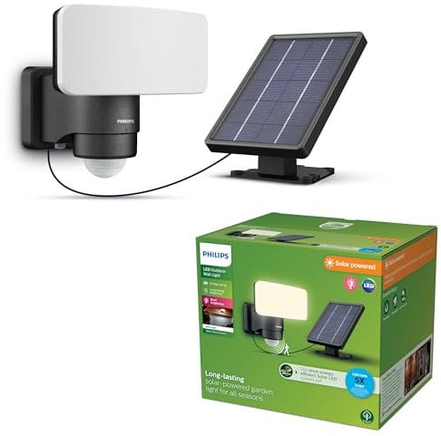 Philips Tylus Projecteur Extérieur UltraEfficient avec Capteur, 3000 K, 1000/50 lm, Noir