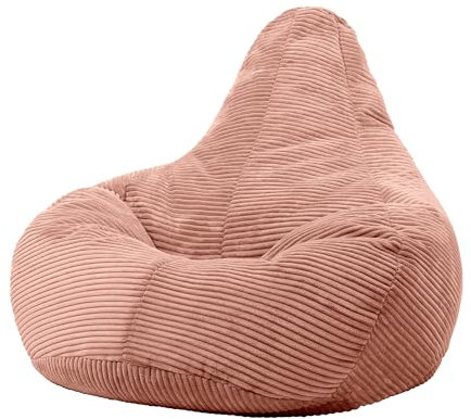 Icon Dalton Sitzsack Cord, Rosa, Gaming Sitzsack Erwachsene mit Füllung, Bean Bag, Cord Sessel, Lounge Sessel, Lounge Stuhl, Schlafzimmer, Wohnzimmer, Wohnzimmer Möbel