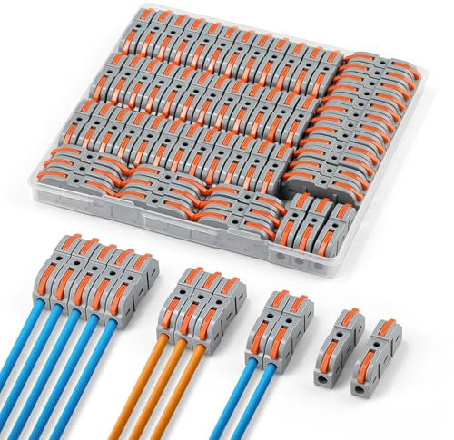 NEUTYPECHIC 60 Pezzi Connettori Elettrici Rapidi PA Ignifugo, 0.08-4 mm² Connettori per Cavi Elettrici, Connettore Elettrico 1 Linea 2 Input Combinazione Libera, Morsettiera per Abitazioni, Fabbriche