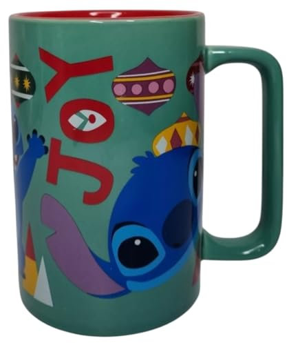 Disney Stitch - Taza grande de Navidad, color verde