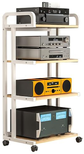 Mobiles HiFi-Stereo-Rack, 3/4/5 Ebenen, AV-Komponentenständer, Multimedia-Aufbewahrung für TV- und Audio-Geräte, rollbares Mobiletto-CD-Regal, modernes Büro- und Wohnzimmermöbel