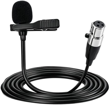 SPTSSWET Lavalier Microphone for Wireless Microphone Belt Pack Transmitter Unidirectional Condenser Super Cardioid Mic (XLR TA3F for AKG)