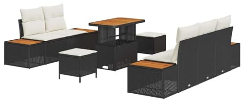 vidaXL Garten-Sofa-Set 8 STK. 7-Sitzanzahl Schwarz