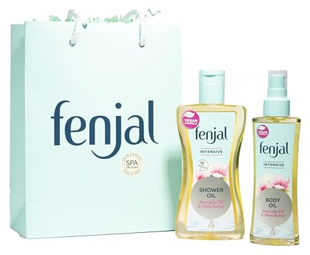 Fenjal Intensive Indulgent Oils Gift Set, Shower Oil, Body Oil | For Deeply nourished skin, Gift set contain: 1x Fenjal Intensive Shower Oil 225ml , 1x Fenjal Intensive Body Oil 145m