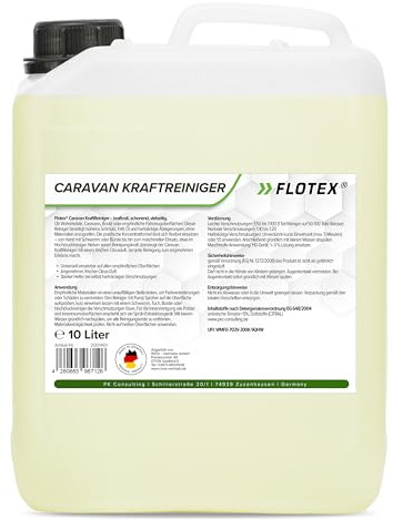 Flotex® Caravan KraftReiniger 10L | Effektiv gegen Regenstreifen | Wohnwagenreiniger aussen auch für Hochdruckreiniger | Wohnmobil Reiniger für empfindliche Oberflächen mit Citrus-Duft