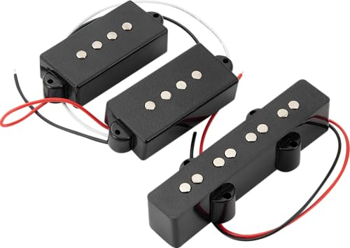 Pareschi PJ Bass Lot de micros de rechange pour basse vintage P/J | Combinaison de micros P-Bass et J-Bass équilibrée pour des améliorations de basses de précision/jazz à 4 cordes.