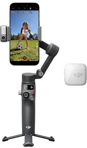 DJI Osmo Mobile 8 Creator Combo (DJI Mic Mini Transmitter Arctic White), Gimbal Stabilizer for Smartphone, AI Native Tracking with Audio & Lighting, 360° Pan Rotation, Built-in Extension Rod & Tripod