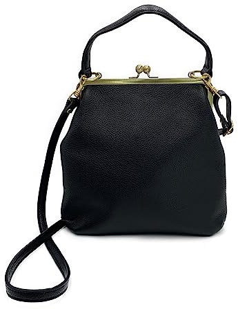 Taschenkinder Lederhandtasche mit Bügelverschluss – Modell Zoe, Henkeltasche und Schultertasche aus echtem Leder für Damen.