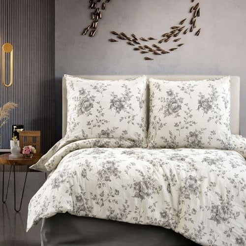 ZIRVEHOME Bettwäsche 200x220 cm. 3-teilig Set 100% Baumwolle Bettbezug 200 x 220cm Kissenbezug 80x80cm Renforcé Bettwäsche-Sets 200x220 mit Reißverschluss, EvlaV1