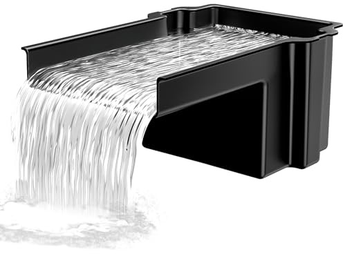 Glosaie Teich Wasserfall, 20 cm breiter Wasserfall Garten, Schwarz | Wasserspiele für den Garten, eleganter Blickfang, natürliche Wasserbelüftung