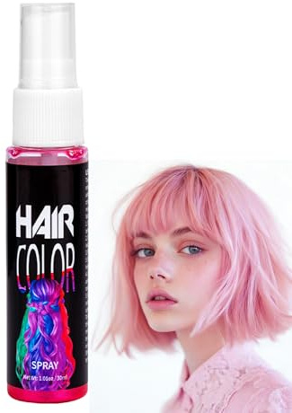 Haarspray Farbe,Rosa Temporäres Haarsprühfarbe | Waschbare Sofortige Verrückte Rosa Haarfarbe 30ml | Schnelle Färbung für Halloween-Party Cosplay | Schonendes Festival-Make-up | Gleichmäßige Abdeckung