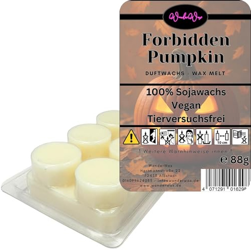 WonderWax Duftwachs Wax Melts für Duftlampe, 6 Kreise Duftmelt Wachsmelt Sojawachs Duftwachs Würfel für Raumdüfte, Wachs Duftöl Winter Indoor Schmelzen für Aromalampe Forbidden Pumpkin