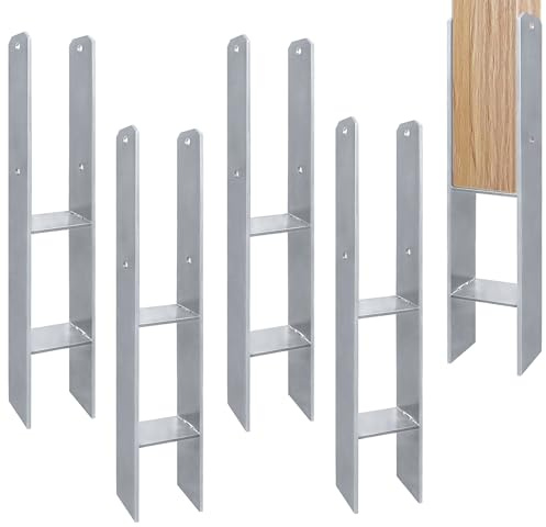 TATIVALO 4 Stück H-Pfostenträger H-Anker Pfostenanker Set Langlebig, Gesamthöhe: 600 mm, Materialstärke: 5 mm, Breite: 121 mm, haltbarer Bodenanker