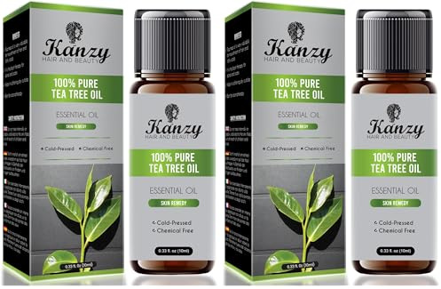 Kanzy Huile Essentielle Tea Tree 10ml Pure et Naturelle Huile d Arbre à Thé Pour le Visage, Ongles et les Soins de la Peau Huile (Lot de 2)