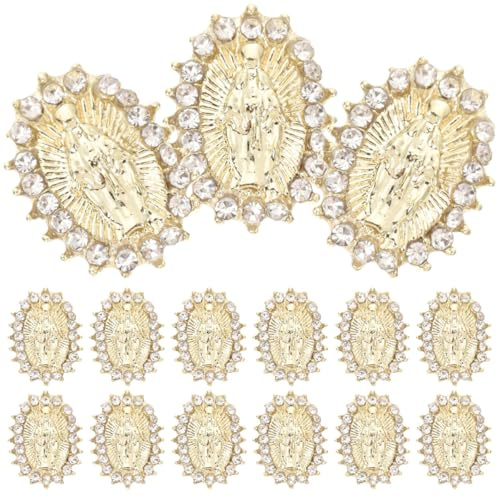 DOITOOL 30pcs Golden Virgin Mary Nail Charms for Nails Easy to Use for Halloween Party and Occasions