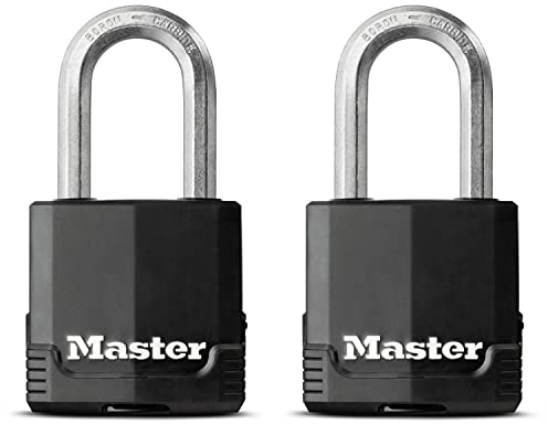 MASTER LOCK Pack of 2 High Security Padlocks, Security Level 8/10, Outdoor, Keyed, Covered Laminated Steel, Weatherproof, Medium Shackle