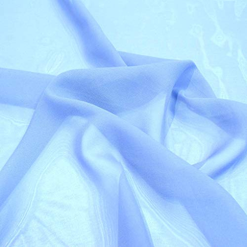 TOLKO Chiffon Stoff Meterware für Rock Bluse Tücher | Halb transparent knitterarm weich fallend | leicht wie Tüll Voile Dekostoff für Gardine Vorhang Sichtschutz Stoffe zum Nähen Meterware (Hell Blau)
