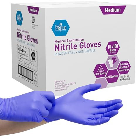 MED PRIDE Powder-Free Nitrile Exam Gloves Medium (1000 Count)