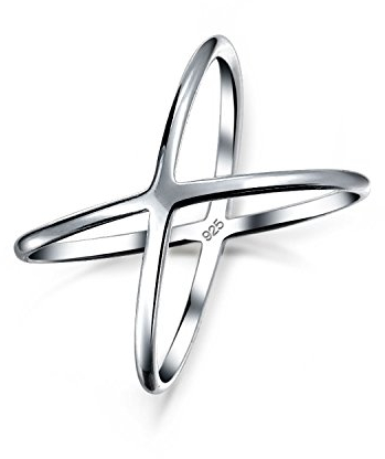 Bling Jewelry Zarter Dünner Offener Moderner Einfacher Geometrischer Atomarer X Gitterring Für Teenager Für Frauen .925 Sterlingsilber