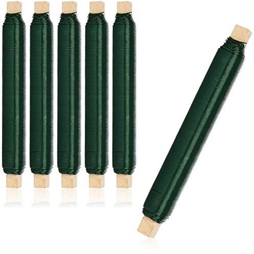 com-four® 6X Juego de Alambre para Envolver Flores - Alambre Verde para Atar Enrollado - Grosor 0,65 mm, 600 g (Verde - 06 Piezas)