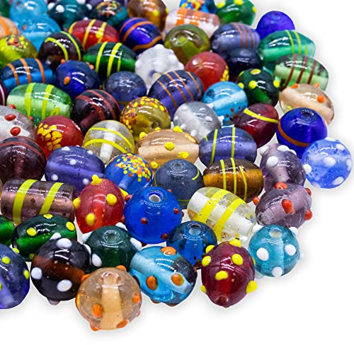 Frogsac Glass Beads for Jewelry Making Supplies for Adults 120-140 Pcs Bulk Kits - Premium Assorted Mix of Large Craft Lampwork Murano Beads for Bracelet and Necklace Crafting Supplies Kit