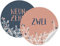 24 Adventskalenderzahlen, für Mädchen & Frauen, runde Zahlen Etiketten MATT zum Adventskalender Basteln, selbstklebend, 40mm, ROSA BLAU mit Zweigen und Beeren