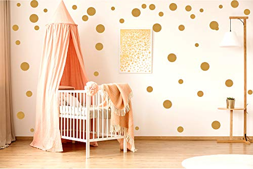 ewtshop® 56 Wandtattoo Dots Punkte, Gold Aufkleber, Punkte für Kinderzimmer und Wohnräume