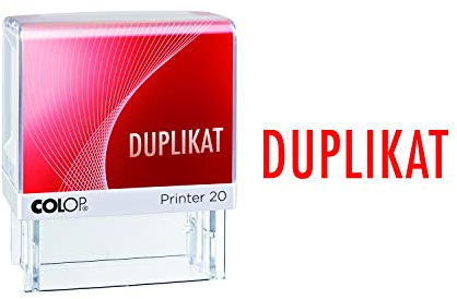 COLOP Printer 20 Text-Stempel DUPLIKAT, Abdruck rot, für sofortigen Einsatz. Fertigstempel mit Lagertext und rotem Kissen