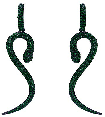 EVER FAITH Damen Ohrringe Kristall Party Charm Schlangen Snake Mode Tier Ohrhänger Grün Schwarz-Ton