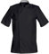 Veste de cuisine homme femme chef cuisinier professionnel manches courtes avec col officier poche stylo. Fermeture par pressions cachées taille XS à XXXL(Noir, XL)