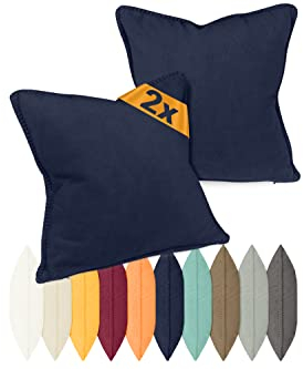 Gözze 2er Pack Kissenhülle Angora Feeling Markenqualität in 10 Farben 1333.2037, Marine, ca. 40 x 40 cm