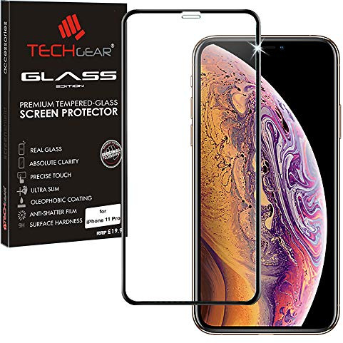 TECHGEAR® 3D GLASS Edition for iPhone 11 Pro 5.8, [FULL Screen Adhesion] & [Full Coverage] Tempered Glass Screen Protector Guard Cover Compatible with Apple iPhone 11 Pro (5.8) - Black