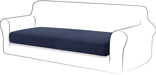 TIANSHU Sofa Sitzkissenbezug Stretch, Sitzkissenbezüge rutschfest, Jacquard-Stretch-Sofasitzbezug, Sofa überzug Elastischer, Schonbezug für Sofa Sitzkissen mit Gummiband (3 Sitzer,Dunkelblau)