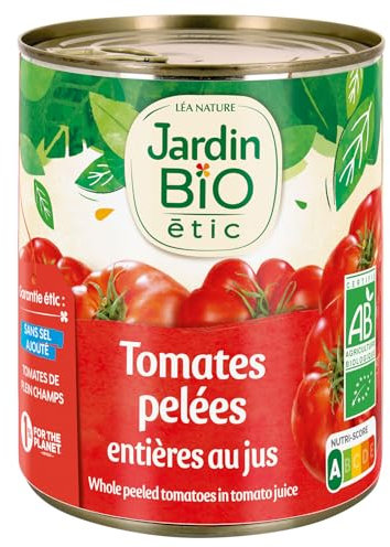 Jardin BiO étic - Tomates entières pelées au jus sans sel ajouté - 800 g