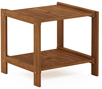 Furinno Tioman Outdoor Beistelltisch mit Schirmloch, Natur, 45.72 x 57.15 x 100.33 cm