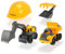 Dickie Toys Volvo Baustellen Spielset, Set mit Volvo Baufahrzeuge, Kipplaster, Bagger, Schaufel/Rechen mit Sieb, Helm, Baustelle, Sandkasten, Baufahrzeuge, Bagger, Muldenkipper, 26 cm, ab 3 Jahren