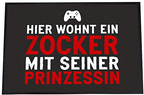 4youDesign Lustige Fußmatte -Hier wohnt EIN ZOCKER mit Seiner Prinzessin, 50x70- rutschfest, für innen (Hier wohnt EIN ZOCKER mit Seiner Prinzessin, 50 x 70 cm)