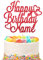 Personalised Happy Birthday Cake Topper | Customized Name Cake Decoration | Double Sided Glitter Card | Red