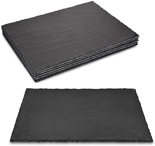 Acan Pack de 6 Tablas Pizarra rectangulares 40 X 30 cm Platos Llano de Piedra Natural Bandejas para Servir Alimentos quesos Aperitivos…