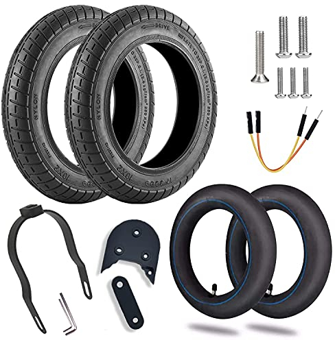 HORO.ES Kit Neumáticos Reforzados de 10 Pulgadas con cámaras de Aire y Espaciador 3D para Scooter Xiaomi M365/PRO (Kit Wanda Black)