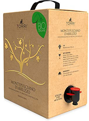 Vino rosso Bag in Box Montepulciano d'Abruzzo DOC Biologico 5 Litri