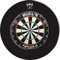BULL'S Focus II Turnier Bristle Board Dartboard Dartscheibe mit Pro Surround Catchring Wandschutz Set (Schwarz)