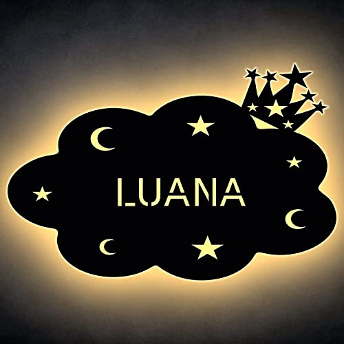 Wolke Cloud LED Schlummerlicht mit Wunschname personalisierte Nachtlicht Lasergravur für Kinderzimmer Schlafzimmer Geschenk für Kind