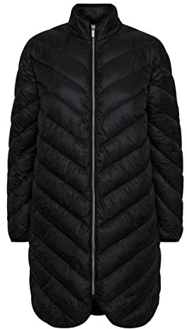 fransa FRBAPADDING Damen Steppmantel Wintermantel Winterjacke mit Stehkragen Lang abgerundeter Saum, Größe:XS, Farbe:Black (200113)