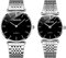 JewelryWe 2pcs Paar Uhren Quarz Analog Partner Freundschafts Armbanduhr Klassische Einfache Ultra Dünne Uhr mit Edelstahl Armband und schwarzem Zifferblatt, Pärchen Geschenk für Herren Damen, Silber