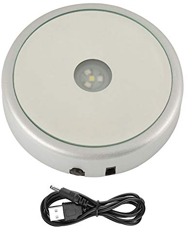 Displayständer Elektrischer Drehteller Elektrisch Motorisierter Drehständer Automatische Drehplattform für Live-Video Fotografie Schmuck Display(Rund, Spiegel, 4 Lichter)